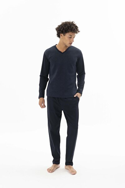 KLY Men's Long Sleeve V-Neck Green Pajama Set C3T0N662