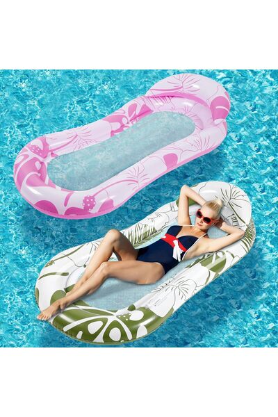 Generic 2 Pcs Inflatable Pool Float Mat Pool Floaties Rafts with Headrest Lou...