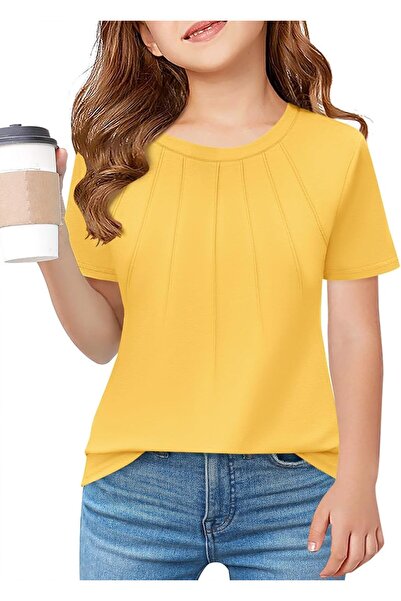 Generic Girls Pleated T Shirts Kids Summer Short Sleeve Fashion Tops Tees 5-1...