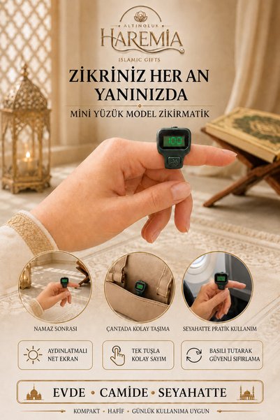 Altınoluk Haremia Mini Ring Model Zikirmatik |   Digital Dhikr Counter Finger Dhikr Matik