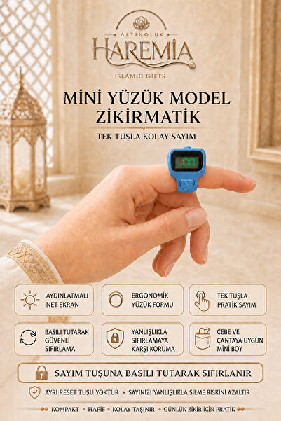 Altınoluk Haremia Mini Ring Model Zikirmatik |   Digital Dhikr Counter Finger Dhikr Matik