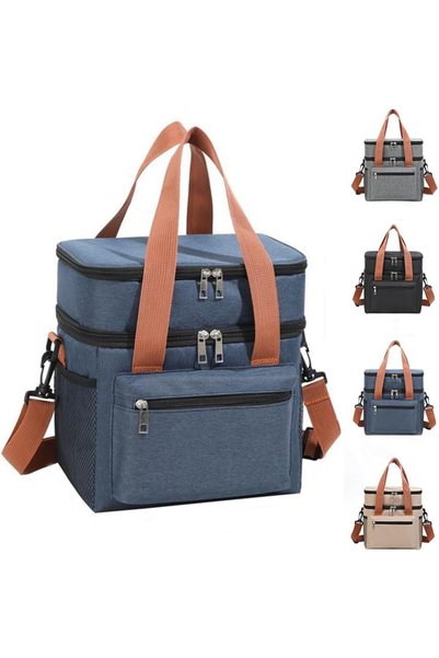 Generic Double Layer Insulated Lunch Bag, Portable Cooler Tote Bag for Men Wo...