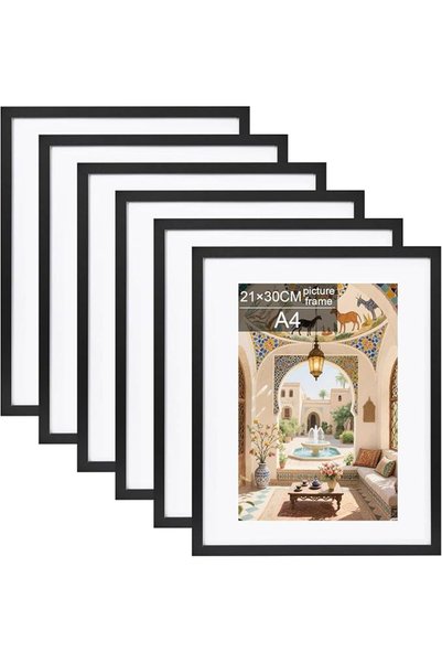OASISGALORE مجموعة من 6 إطارات صور سوداء حديثة مقاس A4 (21×30 سم) - إطارات صو...