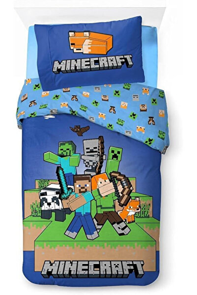 MINECRAFT Παιδικό Μονό Σετ Παπλωματοθήκης με Μαξιλαροθήκη Μπλε 140x200εκ. SUP...