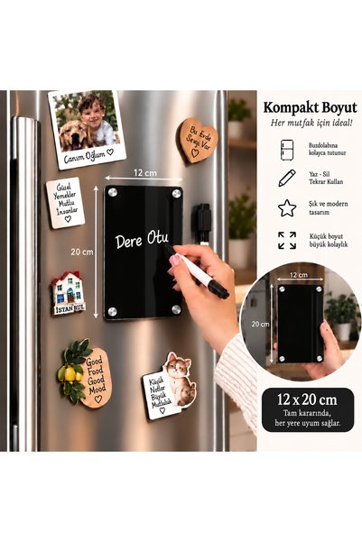 mufemu Akrilik Silinebilir Notluk Yazı Tahtası Mıknatıslı Not Panosu 12x20CM ...