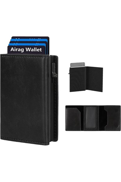 ANYUAN Mens Card Holder, Pop Up Card Wallet, Top Layer Leather, Built-in RFID...