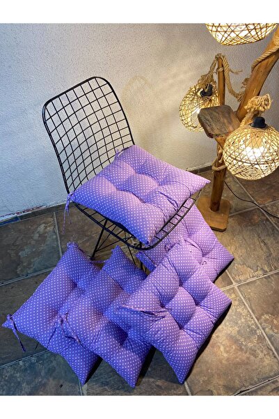 FELIX HOME Pofidik Sandalye Minderi Puantiyeli Özel Dikişli Bağcıklı 40x40 cm...