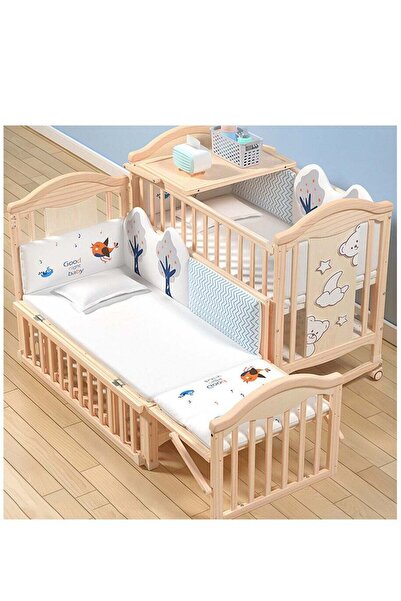 Arabest Solid Wooden Baby Cot and Toddler Bed,119x65x98cm,Non-Toxic Finish