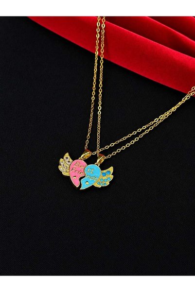 Melisa Takı & Aksesuar 316L Steel Friendship Necklace Two Pendants