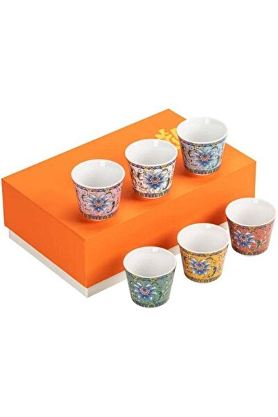 Arabest Handmade Chinese Ceramic Tea Set,6-Pack Kung Fu Teacups with Enamel P...