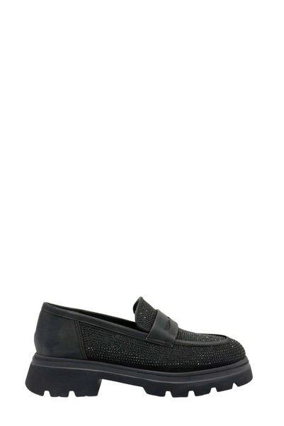 Moulin Shoes Black High Sole Stone Women's Loafers (053 2608855)