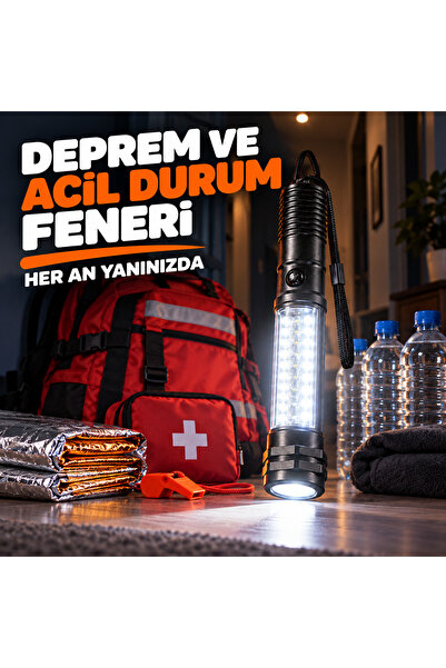TOTTERİQ Deprem feneri Çok Fonksiyonlu LED Deprem ve Acil Durum Feneri – El L...