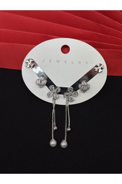 Melisa Takı & Aksesuar 316L Steel Jewelry Silver Color Set of 6 Zircon Stone ...