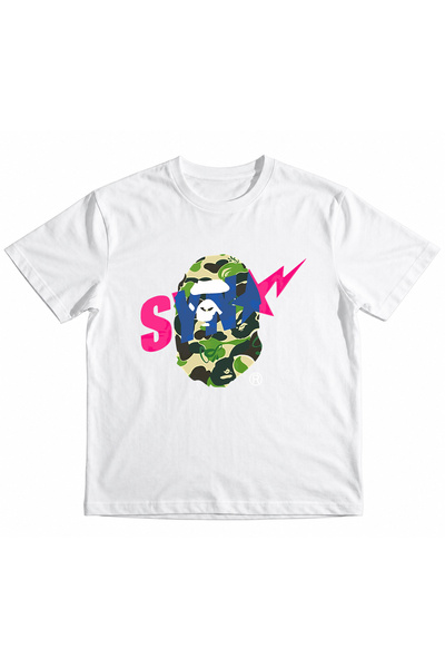 KIZ ERKEK ÇOCUK BAPE CENTRAL CEE BASKILI %100 PAMUKLU ORGANİK T-SHİRT