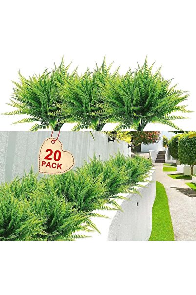 Arabest 20 Pcs Artificial Boston Fern Plants,UV Resistant Faux Greenery Bushe...