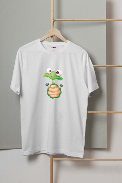 Mor Mürekkep Tricou alb de damă cu imprimeu broască țestoasă