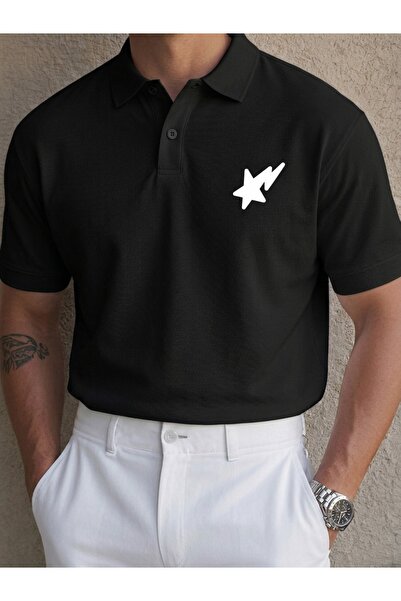 classy moda Μπλουζάκι Unisex με λεπτομέρειες αστραπών και αστεριών, με λαιμόκ...