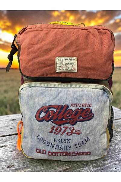 Old Cotton Quality Single Compartment Vintage Design Unisex Backpack Daily Sc...