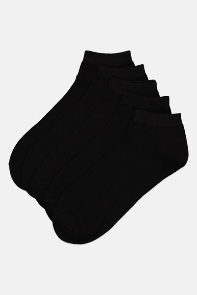 JJ Rebel Men 5 Pairs Solid Ankle Socks, Black