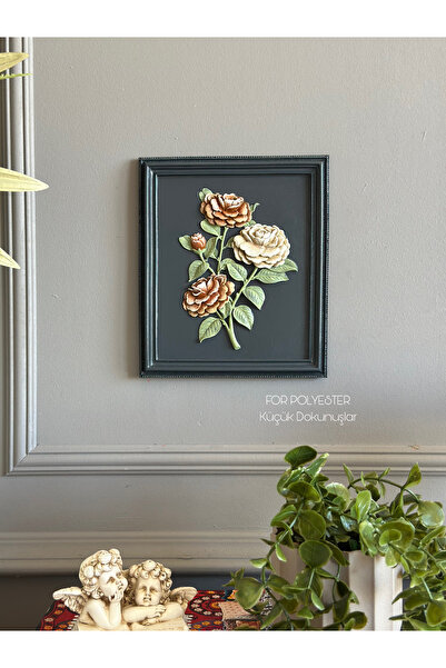 FOR POLYESTER Küçük Dokunuşlar Dekoratif Flowers Duvar Aksesuarı Antrasit Kar...