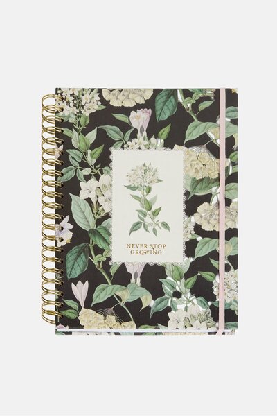 Tahari Floral Print Hardcover Spiral Notebook Journal, Multicolor