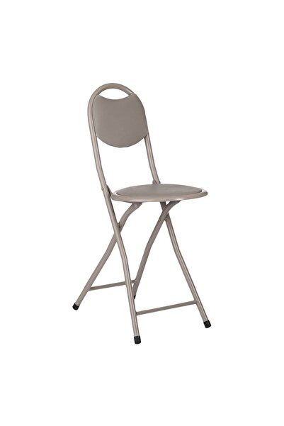 OEM Taburet Metalic cu Spatar Taupe 30x40cm