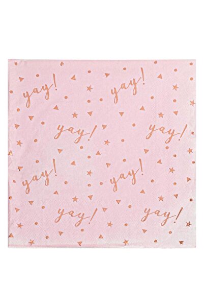 OEM Servetele de Masa cu 2 Straturi Roz cu Folie Aurie 'Yay' 33x33cm - 12buc