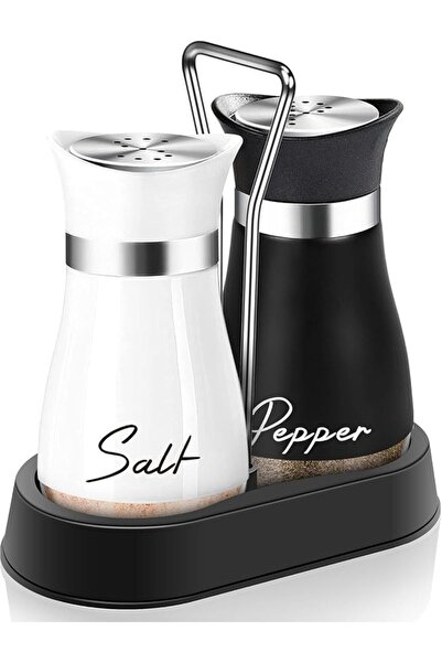 Yelajoy 4oz Salt and Pepper Shakers Set with Holder, Bottom Design Salt Peppe...