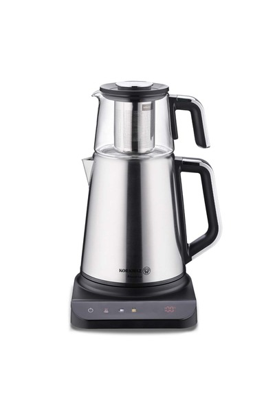 KORKMAZ Yeni Seri Prosense Çay Makinesi Inox Cam Demlik (Hem Çaycı Hem Kettle)