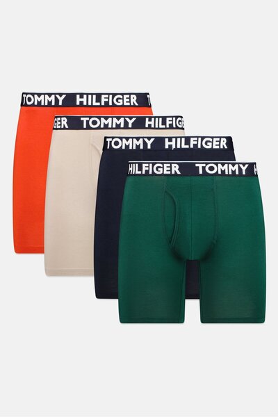 Tommy Hilfiger Men 4 Pcs Brand Logo Boxer Briefs, Multicolor