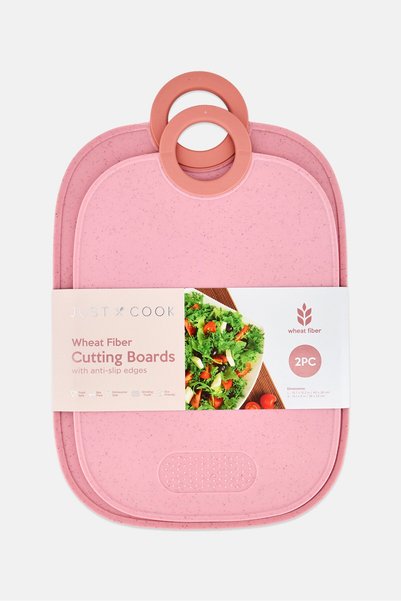 Just Cook 2 Pieces Wheat Fiber Cutting Board, Pink