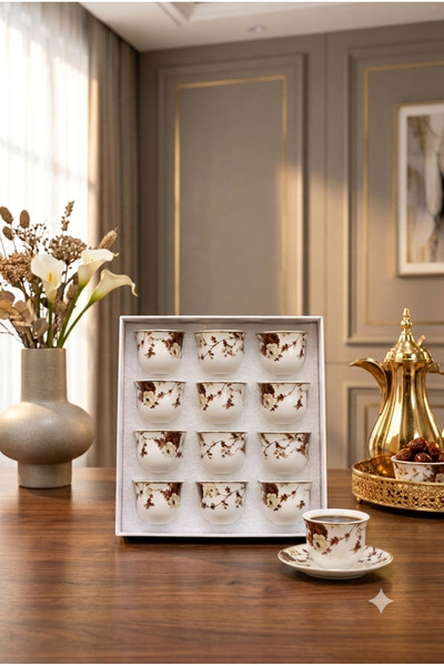 Generic Brand Decorated Coffee Cup Set 12Pcs Ceramic Coffee Mug Set Luxury Ce...