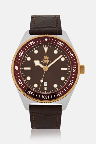 American Polo Men APTTRGBN117G Leather Analog Watch 50mm, Brown
