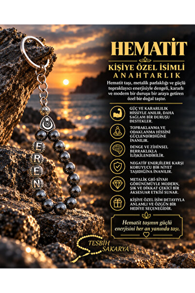Kişiye özel İsimli - Doğal Taş - Anahtarlık - 12 Renk mevcuttur