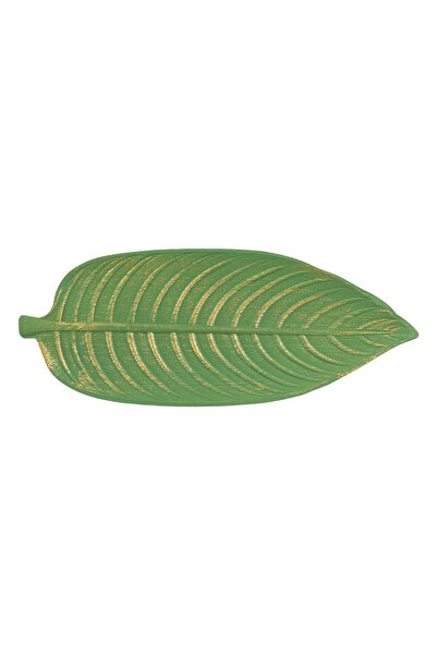 OEM Suport Potpourri de Lemn Frunza Verde Brushed 45x18cm