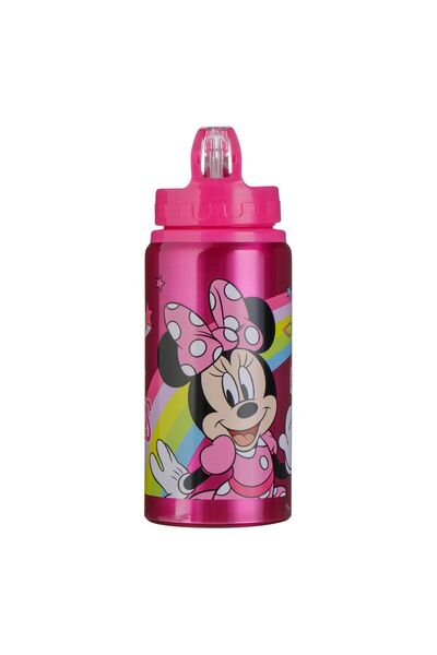 OEM Детска бутилка за вода Minny Mouse с капаче от алуминий, цвят фуксия, 500 мл