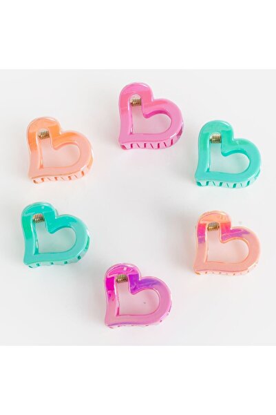 OEM Iridescent Heart Hair Clips for Girls 2.5cm - 6pcs