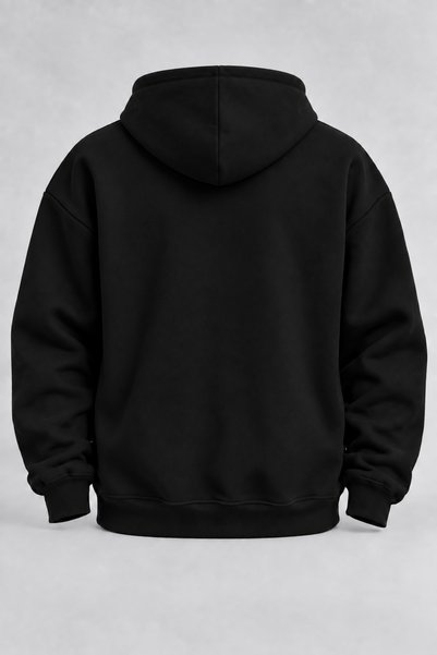 EVIus Oversize Aftershock Printed Hooded Black Sweatshirt
