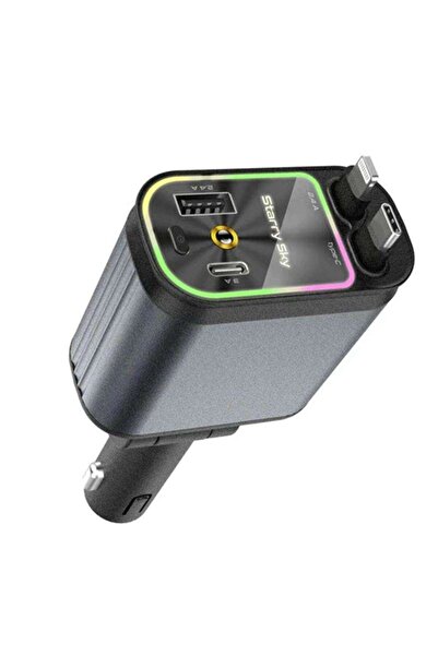 Mudanis 4’ü 1 Arada Çift Usb Bağlantı Çakmaklık, Type-c Hızlı Şarjlı 66w,geri Çekilebilir Araç Telefon Şarj