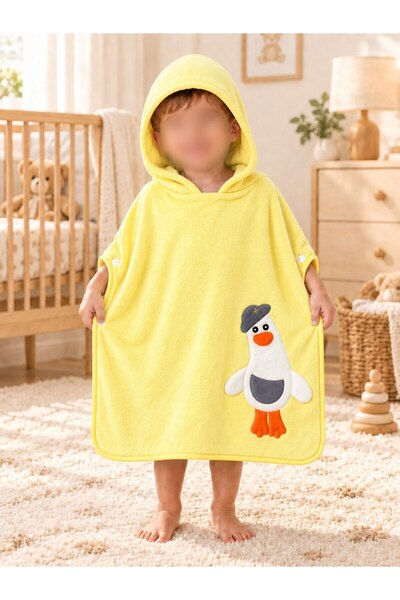 Ayaen منشفة بونشو للأطفال بقبعة ورسمة بطة لطيفة 🐥✨