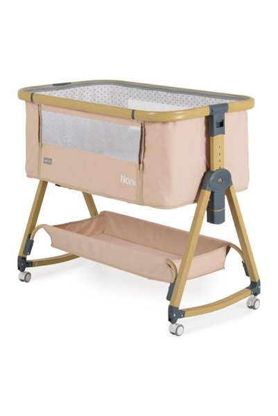 Moni Pătuț Bebeluși Nani Beige, Co-sleeping, 6 Înălțimi, Legănare, Antireflux, Saltea Inclusă