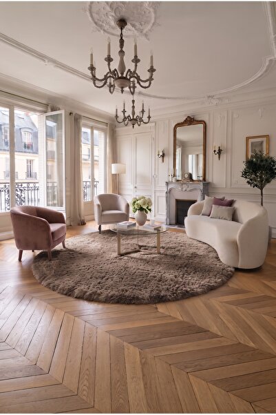 SOFT DECOR Vizon Kaymaz Taban Peluş Yuvarlak Daire Kesme Halı Tozumaz Yumuşak...