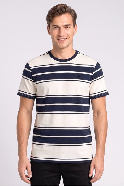 KENSINGTON Men Crew Neck Short Sleeve Stripe T-shirts, Multicolor