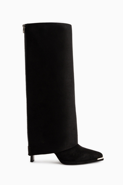 Limoya Petra Black Suede Women's Boots with Removable Heel Detail
