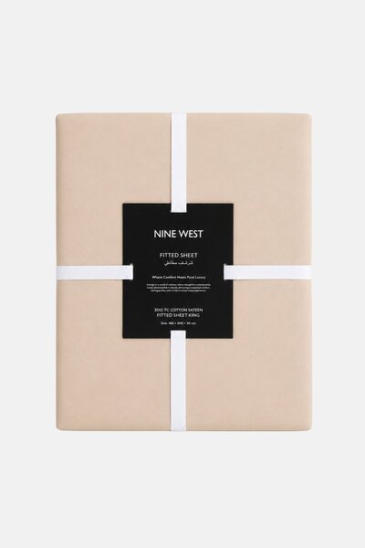 Nine West King Size Fitted Sheet, Light Beige