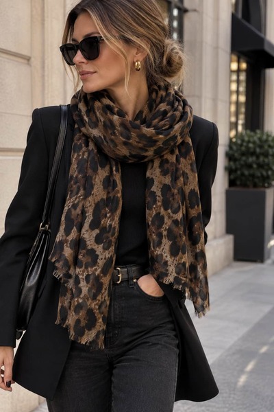 CHARMLUCKY Cotton leopard shawl