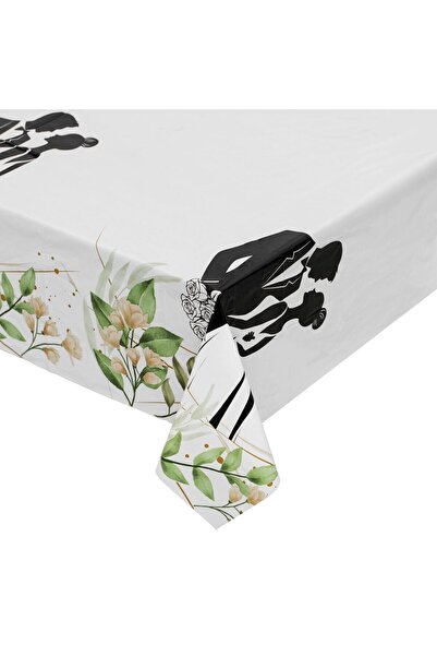 OEM Fata de Masa din Plastic Alb cu Model Cuplu 180x120cm