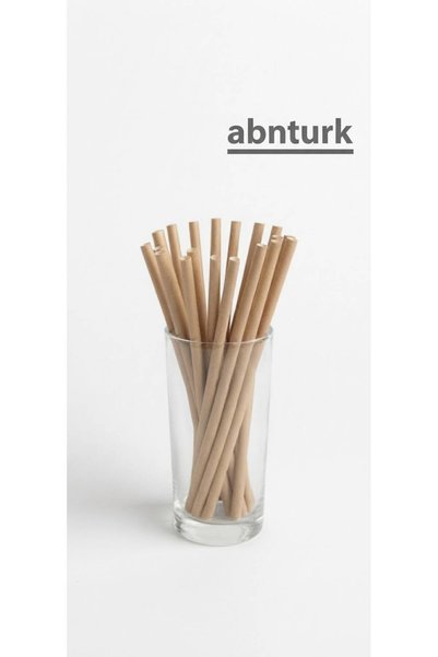abnturk 20cm Kraft Renkli Doğal Kraft Sağlıklı Kağıt Pipet-Bardak Ve Sunum İç...