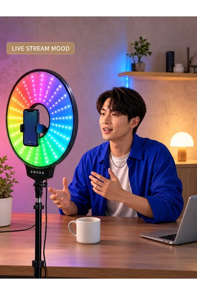 PAST WORLD New Version Rgb Ring Light Photography Lighting Mj-261 Model with ...