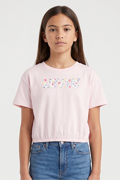 Levi's Kids Girl Short Sleeve Brand Logo Top, Pink